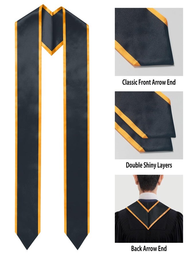 GHGMAO Plain Graduation Stole for Unisex Adult Classic End With Trim Graduation Sash Honor Stoles, 72" Long, 9 Colors (Black and Gold) - Image 4